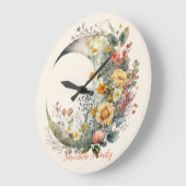 Create Your Own Sunny Floral Crescent Moon Große Wanduhr (Winkel)