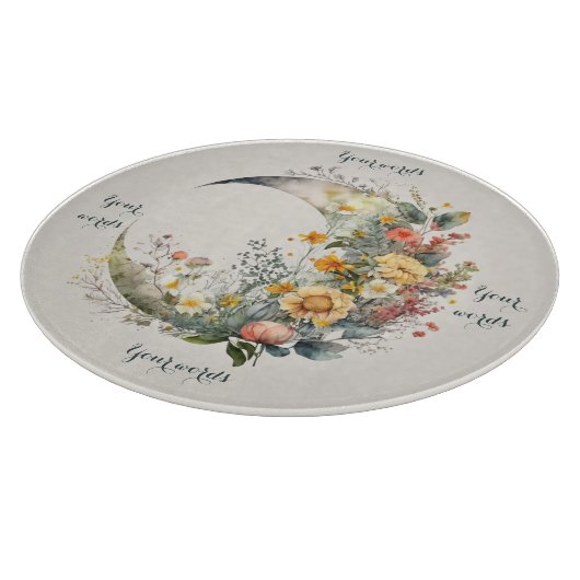Create Your Own Sunny Floral Crescent Moon Schneidebrett (Ecke)
