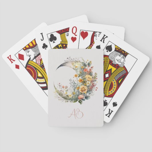 Create Your Own Sunny Floral Crescent Moon Spielkarten (Rückseite)