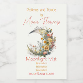 Create Your Own Sunny Floral Crescent Moon Weinetikett