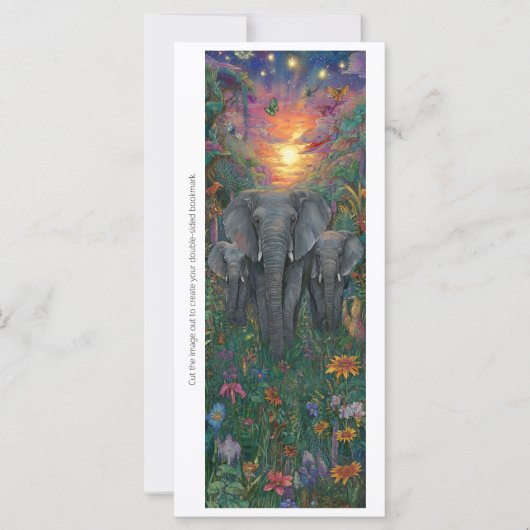 Create Your Own Sunset Elephants Bookmark Card (Vorderseite)