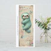 Create Your Own Sweet Teal Sloth Bookmark Card (Stehend Vorderseite)