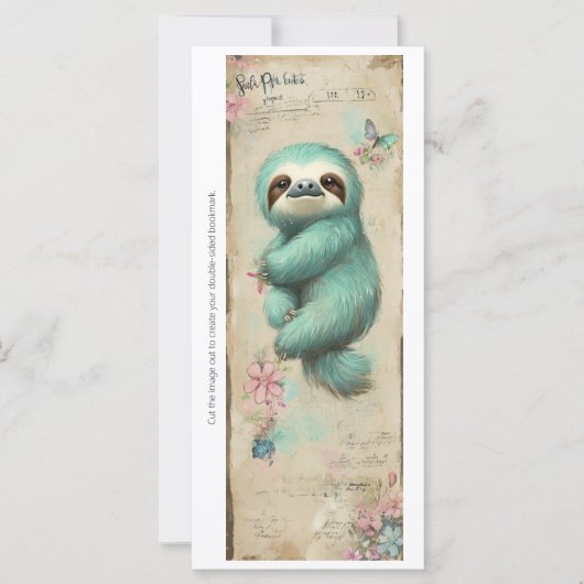 Create Your Own Sweet Teal Sloth Bookmark Card (Vorderseite)