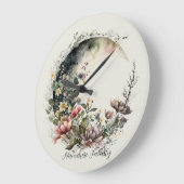 Create Your Own Tea Roses Floral Crescent Moon Große Wanduhr (Winkel)