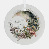 Create Your Own Tea Roses Floral Crescent Moon Ornament Aus Glas (Rückseite)