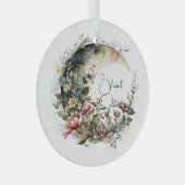 Create Your Own Tea Roses Floral Crescent Moon Ornament Aus Glas (Vorderseite Rechts)