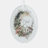Create Your Own Tea Roses Floral Crescent Moon Ornament Aus Glas (Vorderseite links)