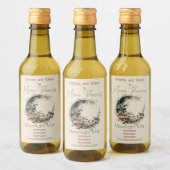 Create Your Own Tea Roses Floral Crescent Moon Weinetikett (Flaschen)