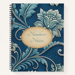 Create Your Own Teal Blue  Embossed Vintage Floral Notizblock