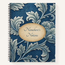 Create Your Own Teal Blue  Embossed Vintage Flower Notizblock
