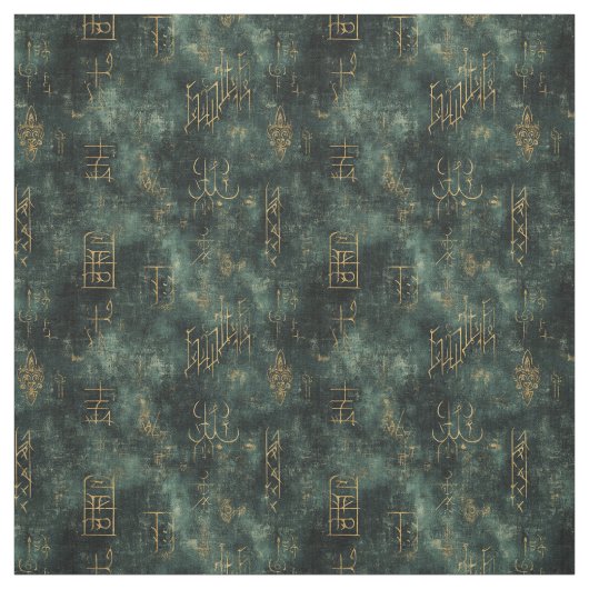 Create Your Own Teal Gold Arcane Scribbles Black Stoff (Muster)