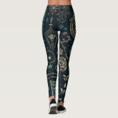 Create Your Own Teal & Gold Pagan Symbols Black Leggings (Rückseite)