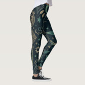Create Your Own Teal & Gold Pagan Symbols Black Leggings (Rechts)