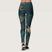 Create Your Own Teal & Gold Ritual Symbols Black Leggings (Rückseite)