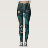 Create Your Own Teal & Gold Ritual Symbols Black Leggings (Vorderseite)