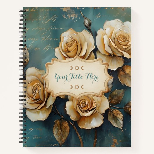 Create Your Own Teal & Gold Rose Bouquet Floral Notizblock (Vorderseite)