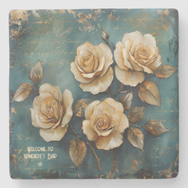 Create Your Own Teal & Gold Rose Bouquet Floral Steinuntersetzer