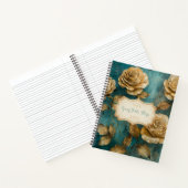 Create Your Own Teal & Gold Roses Floral Notizblock (Innenseite)