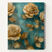 Create Your Own Teal & Gold Roses Floral Notizblock (Rückseite)