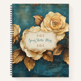 Create Your Own Teal & Gold Roses Love Letter Notizblock
