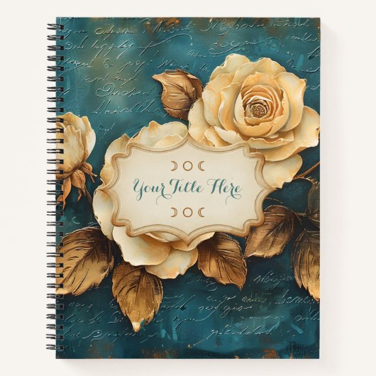 Create Your Own Teal & Gold Roses Love Letter Notizblock (Vorderseite)