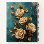 Create Your Own Teal & Gold Roses Spray Floral Notizblock (Rückseite)