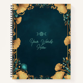 Create Your Own Teal Golden Gingko Leaves Notizblock