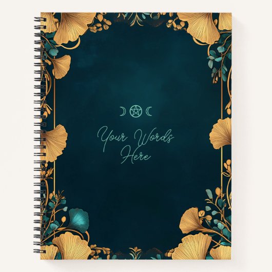 Create Your Own Teal Golden Gingko Leaves Notizblock (Vorderseite)