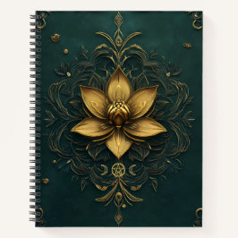 Create Your Own Teal Golden Lotus Notebook Notizblock