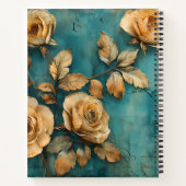 Create Your Own Teal & Golden Peach Rose Spray Notizblock (Rückseite)