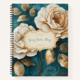 Create Your Own Teal & Golden Peach Roses Floral Notizblock