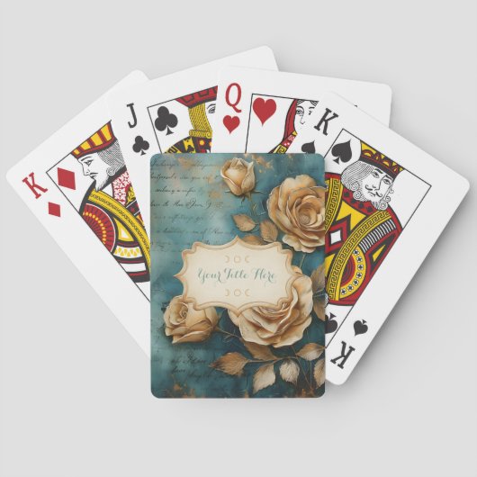 Create Your Own Teal & Golden Yellow Rose Bouquet Spielkarten (Rückseite)