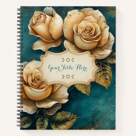 Create Your Own Teal & Golden Yellow Roses Floral Notizblock