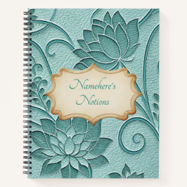Create Your Own Teal Green Lotus Vintage Floral Notizblock