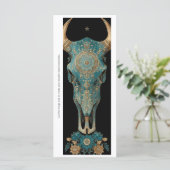 Create Your Own Teal Horned Skull Bookmark Card (Stehend Vorderseite)