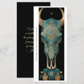 Create Your Own Teal Horned Skull Bookmark Card (Vorne/Hinten)