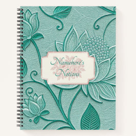 Create Your Own Teal Lotus Vintage Floral Notizblock
