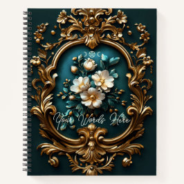 Create Your Own Teal Ornamental Gilded Blossoms Notizblock