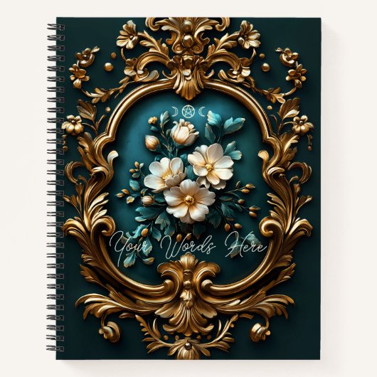 Create Your Own Teal Ornamental Gilded Blossoms Notizblock (Vorderseite)