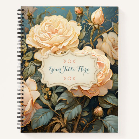 Create Your Own Teal Peach & Yellow Roses Bouquet Notizblock (Vorderseite)