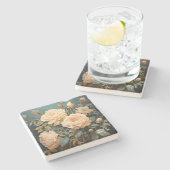 Create Your Own Teal Peach & Yellow Roses Bouquet Steinuntersetzer (Seitenansicht)