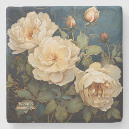 Create Your Own Teal Peach & Yellow Roses Floral Steinuntersetzer