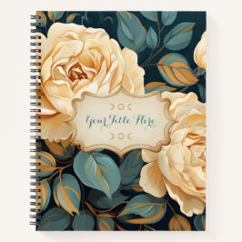 Create Your Own Teal & Yellow Roses Spray Floral Notizblock