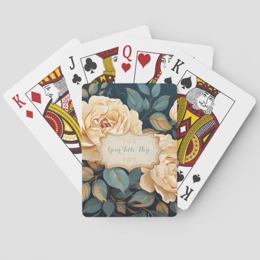 Create Your Own Teal & Yellow Roses Spray Floral Spielkarten (Rückseite)