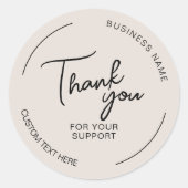 Create Your Own Thank You Beige Business  Runder Aufkleber (Vorderseite)