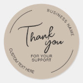Create Your Own Thank You Taupe Business  Runder Aufkleber (Vorderseite)