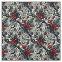 Create Your Own Thorny Red Roses Gothic Grey Stoff