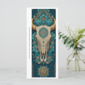 Create Your Own Tribal Horned Skull Bookmark Card (Stehend Vorderseite)