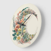 Create Your Own Tropical Floral Crescent Moon Große Wanduhr (Winkel)