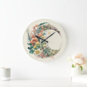 Create Your Own Tropical Floral Crescent Moon Große Wanduhr (Zuhause)